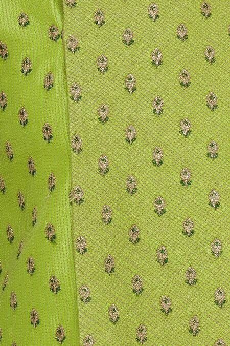 Kunal Anil Tanna_Green Spun Silk Embroidery Buti Bundi And Kurta Set  _at_Aza_Fashions