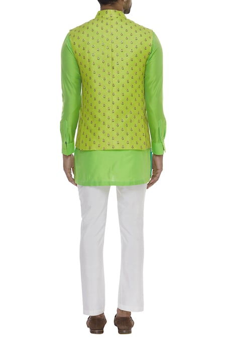 Kunal Anil Tanna Buti Embroidered Bundi & Kurta Set 