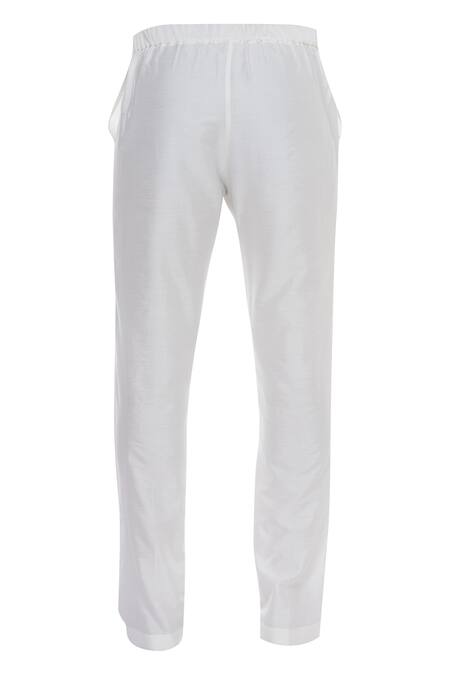 Shop_Kunal Anil Tanna_Blue Spun Silk Zari Embroidery Open Bundi And Kurta Set  _Online_at_Aza_Fashions