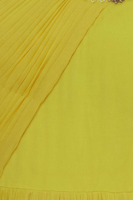Ridhi Arora_Yellow Embellished Draped Gown_at_Aza_Fashions