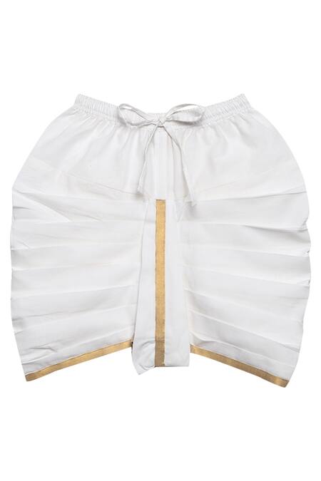 Buy_Tiber Taber_White Cotton Zari Embroidered Kurta And Dhoti Set _Online_at_Aza_Fashions