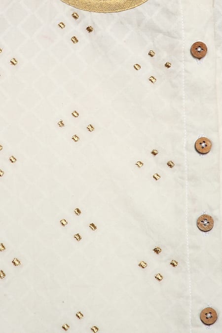 Tiber Taber_White Cotton Zari Embroidered Kurta And Dhoti Set _at_Aza_Fashions