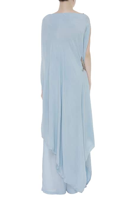 Rajat K Tangri Bird Motif Asymmetric Kurta With Palazzos 