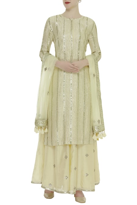 Rajat K Tangri Silk Chanderi Kurta Palazzo Set 