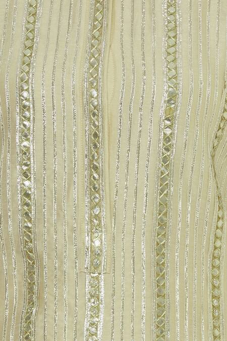 Rajat K Tangri_Yellow Round Silk Chanderi Kurta Palazzo Set _at_Aza_Fashions