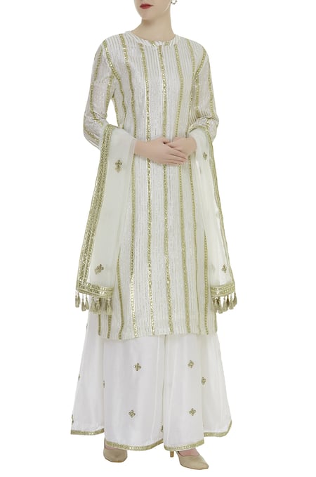 Rajat K Tangri Hand Embroidered Kurta Palazzo Set  