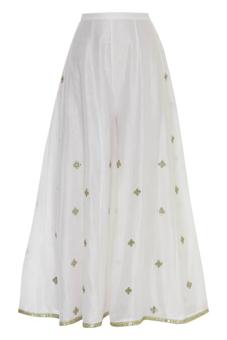 Buy_Rajat K Tangri_White Hand Embroidered Kurta Palazzo Set  _Online_at_Aza_Fashions