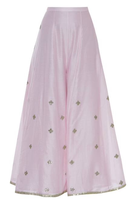 Shop_Rajat K Tangri_Pink Hand Embroidered Kurta Palazzo Set  _Online_at_Aza_Fashions