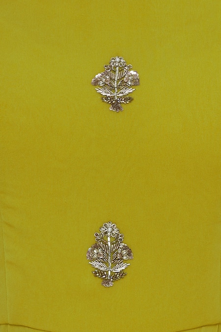 Rajat K Tangri Yellow Wrap Waist Detail Tunic With Dupatta at Aza Fashions Rajat K Tangri_Yellow Wrap Waist Detail Tunic With Dupatta_at_Aza_Fashions