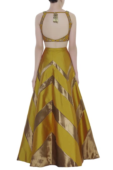 Rajat K Tangri Embroidered Blouse With Lehenga & Dupatta  