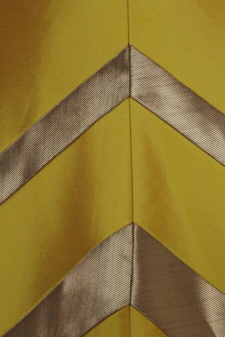 Rajat K Tangri_Yellow Silk Tafetta Embroidered Sweetheart Blouse With Lehenga And Dupatta _at_Aza_Fashions