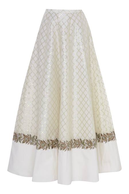 Shop_Rajat K Tangri_White Ruffle Embroidered Blouse With Lehenga_Online_at_Aza_Fashions