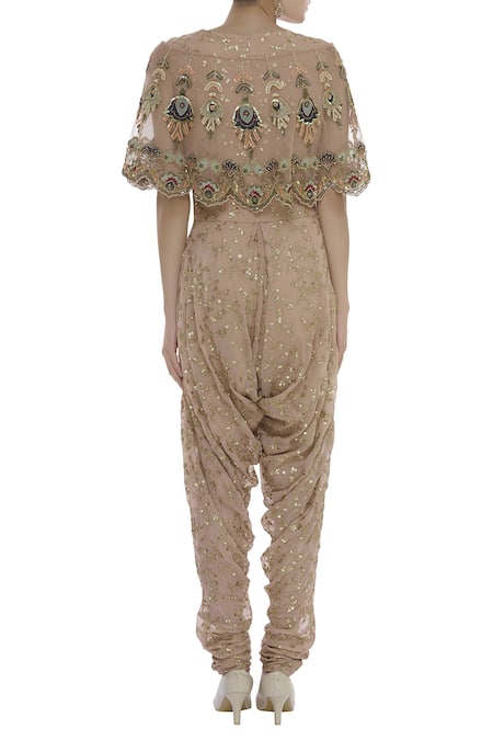 Ayesha Aejaz Embroidered Jumpsuit With Cape  
