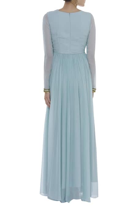 Ayesha Aejaz Metallic leaf embroidered anarkali kurta set 