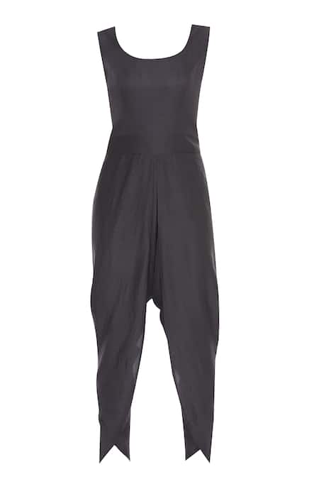 Shop_Ayesha Aejaz_Grey Jumpsuit Round Cape Bardot Silk With Embroidered _Online_at_Aza_Fashions