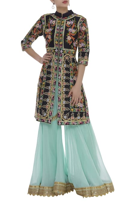 Ayesha Aejaz Thread embroidered kurta sharara set 