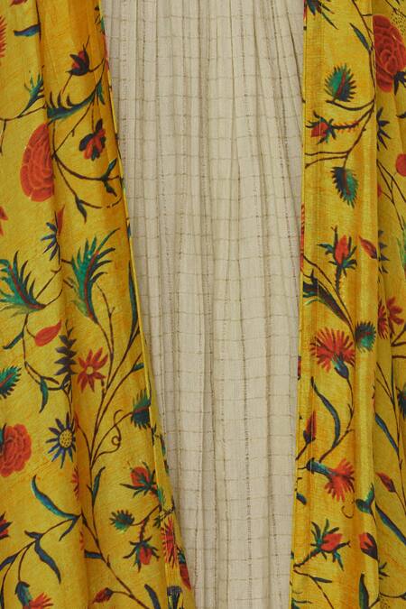 Label Anushree_Blue Silk Embroidery Beads Square Hand Top With Skirt And Printed Cape  _at_Aza_Fashions