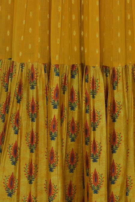 Label Anushree_Yellow Hand Embroidered Tiered Maxi Dress _at_Aza_Fashions