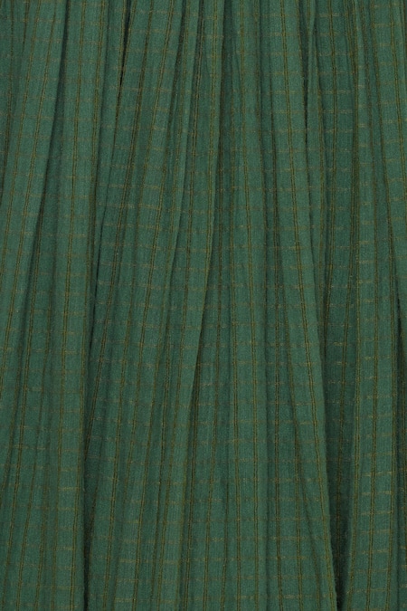 Label Anushree_Green Banarasi Silk Embroidery Halter Neck Hand Blouse With Lehenga  _at_Aza_Fashions