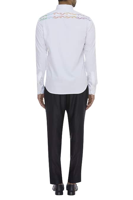 Shop Manoviraj Khosla Stencil Printed White Shirt at Aza Fashions Shop_Manoviraj Khosla_Stencil Printed White Shirt_at_Aza_Fashions