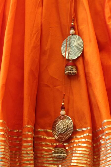 Shop_Pwn_Orange Embroidered Blouse With Lehenga And Dupatta _Online_at_Aza_Fashions