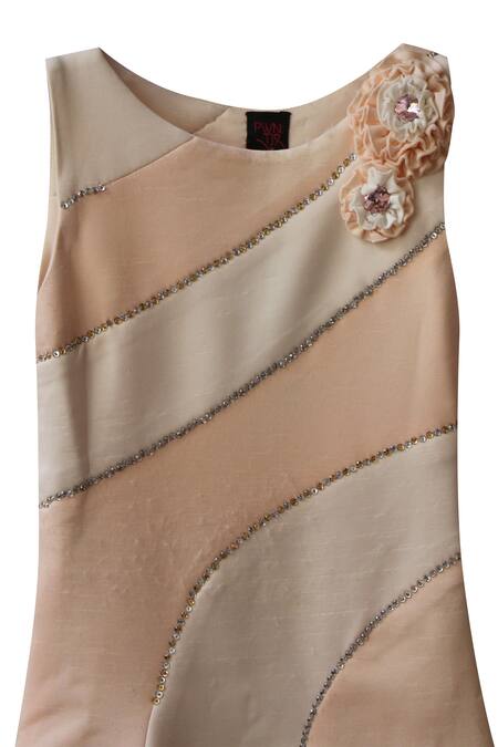 Pwn_Off White Sequin Stone Embellished Dress _Online_at_Aza_Fashions