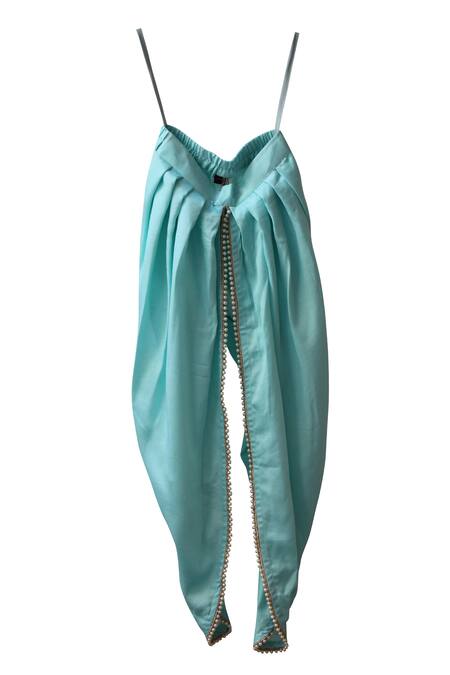 Buy_Pwn_Blue Cycle Thread Embroidered Top With Dhoti Pants _Online_at_Aza_Fashions