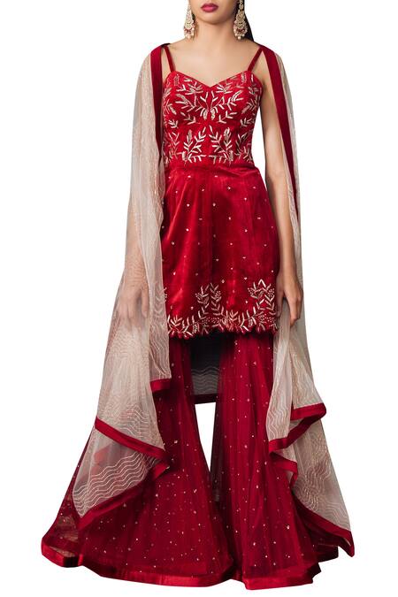 Mishru Embroidered Peplum Kurta Sharara Set Online at Aza Fashions Mishru_Embroidered Peplum Kurta Sharara Set_Online_at_Aza_Fashions