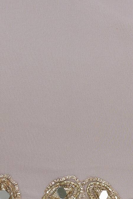 Shruti Ranka_Grey Georgette Zardozi Embroidered V-neck Mirror Peplum Top With Palazzo_at_Aza_Fashions