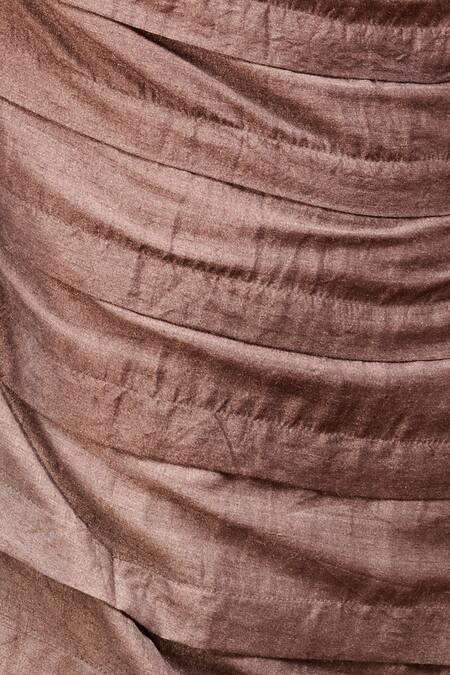 Amaare_Grey Raw Silk Plain Asymmetric Textured Kurta Set _Online_at_Aza_Fashions