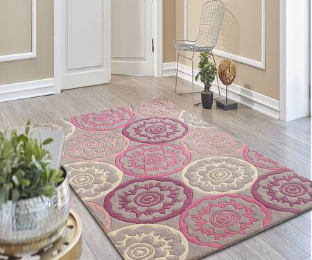 Littlelooms Purple Hand Tufted Blend Of 50% New Zealand Wool And50% Circular Design Work Rug 