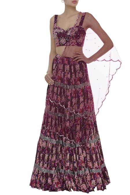 Shehlaa Khan Floral printed lehenga set 