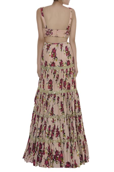 Shehlaa Khan Printed tiered lehenga set 