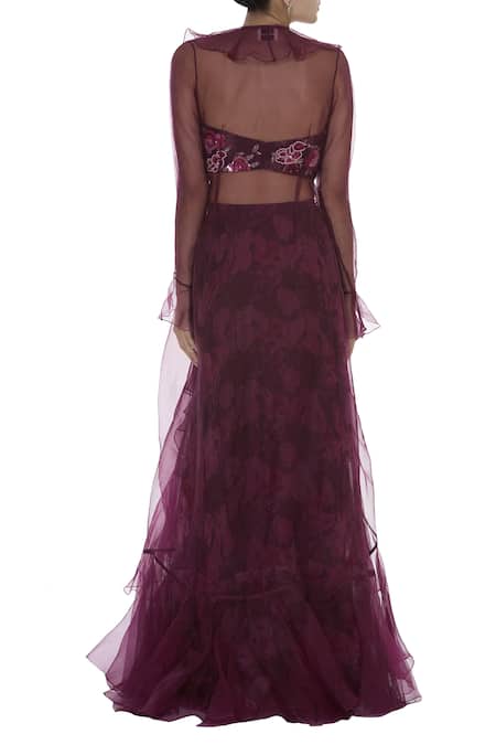 Shehlaa Khan Printed lehenga set with ruffle jacket 