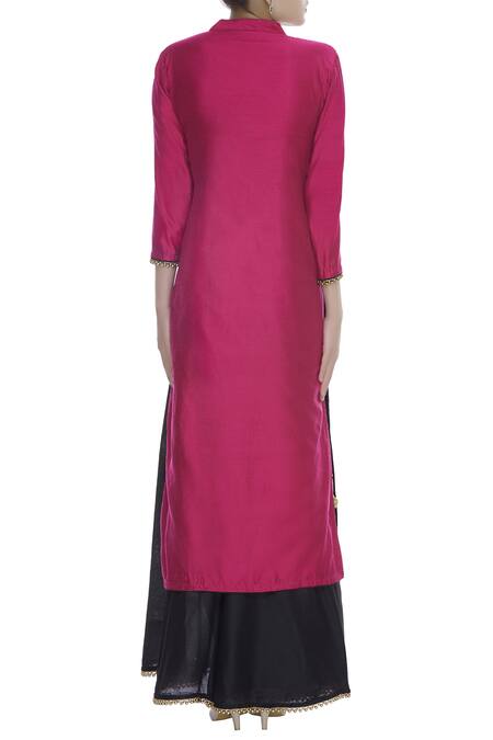 Nazaakat By Samara Singh Black Cotton Embroidered Kurta Skirt Set 2