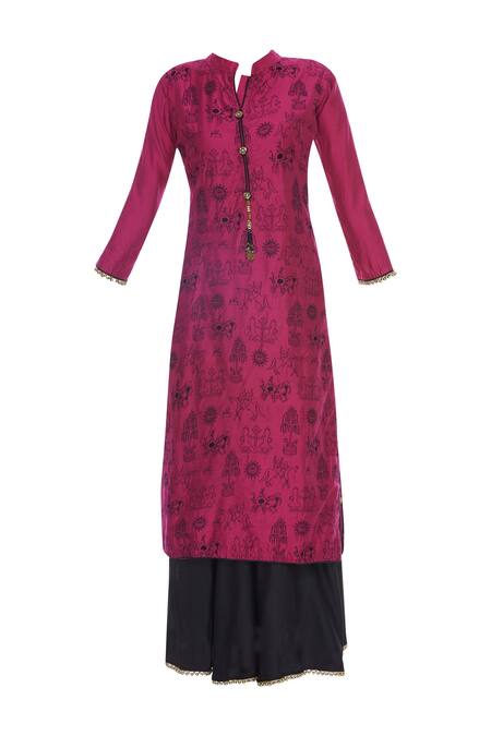 Nazaakat By Samara Singh Black Cotton Embroidered Kurta Skirt Set 4