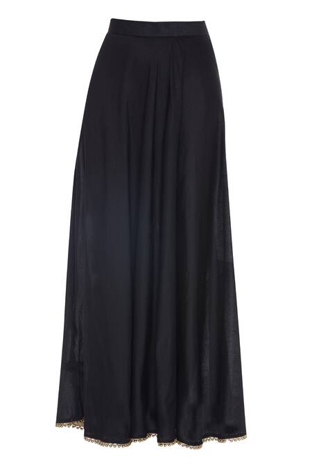 Nazaakat By Samara Singh Black Cotton Embroidered Kurta Skirt Set 5