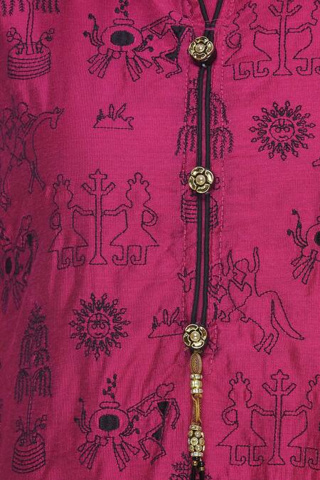 Nazaakat By Samara Singh Black Cotton Embroidered Kurta Skirt Set 6