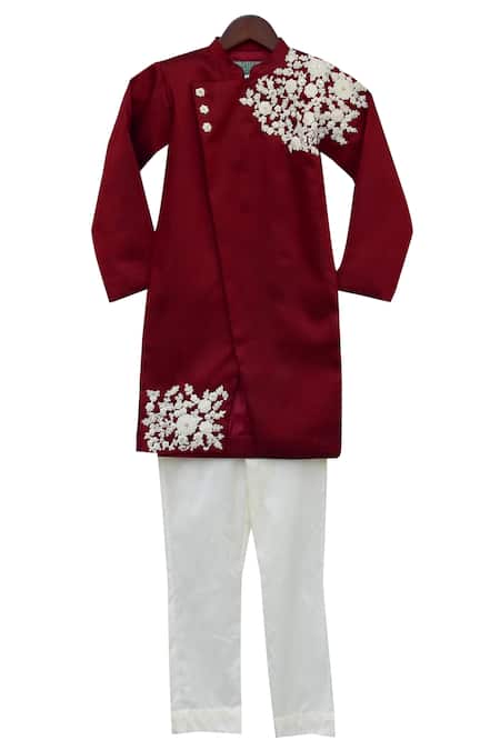 Fayon Kids Overlap Embroidered Kurta With Churidaar 