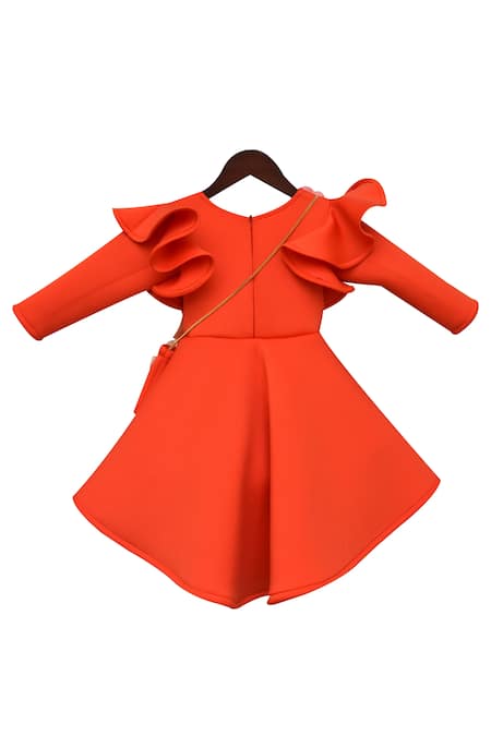 Fayon Kids Ruffle Flared Dress With 3D Flowers  