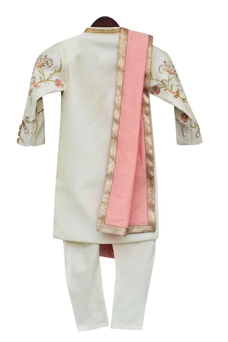 Fayon Kids Embroidered Ajkan With Churidaar & Stole  