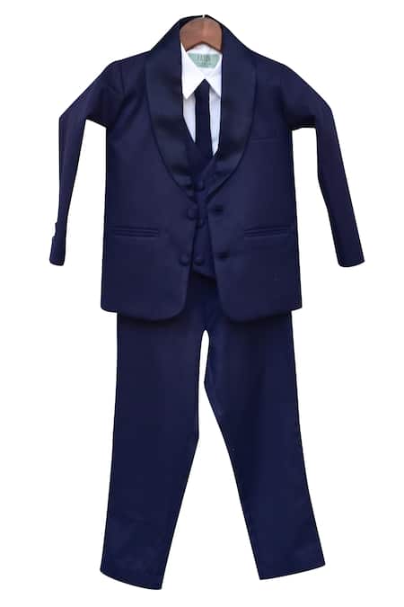 Fayon Kids Lapel Collar Suit With Waistcoat Pant & Shirt 