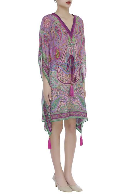 Siddhartha Bansal_Purple Printed Kimono Dress _Online_at_Aza_Fashions