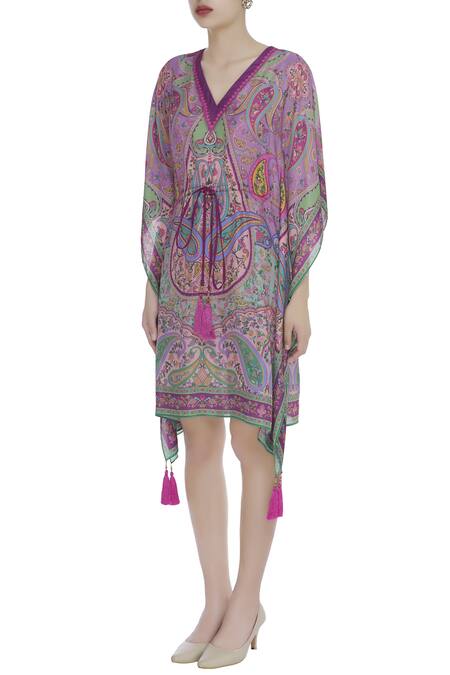 Buy_Siddhartha Bansal_Purple Printed Kimono Dress _Online_at_Aza_Fashions