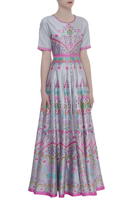 Siddhartha Bansal_Grey Anarkali Style Front Open Tunic _Online_at_Aza_Fashions