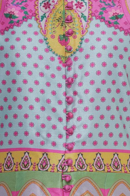 Siddhartha Bansal Pink Printed Anarkali Style Loop Hole Buttons Tunic at Aza Fashions Siddhartha Bansal_Pink Printed Anarkali Style Loop Hole Buttons Tunic _at_Aza_Fashions