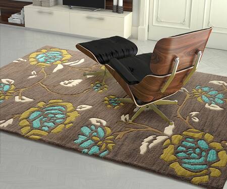 Littlelooms Multi Color Hand Tufted Blend Of 50% New Zealand Wool Contemporary Floral Rug