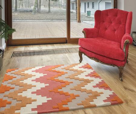 Littlelooms Coral Hand Tufted Blend Of 50% New Zealand Wool And50% Pure Classic Chevron Rug
