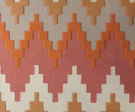 Shop_Littlelooms_Coral Hand Tufted Blend Of 50% New Zealand Wool And50% Pure Classic Chevron Rug_at_Aza_Fashions