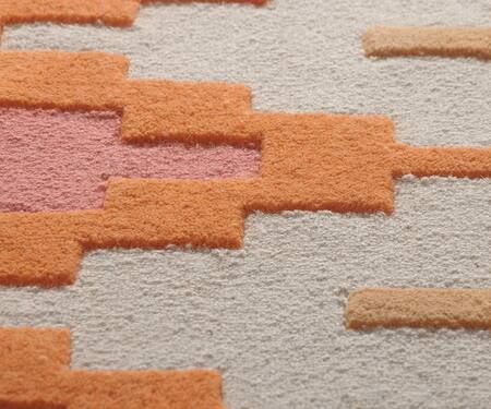 Littlelooms_Coral Hand Tufted Blend Of 50% New Zealand Wool And50% Pure Classic Chevron Rug_Online_at_Aza_Fashions